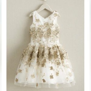 Zoe Ltd Leaves of Gold Party Dress White Gold Sz 12